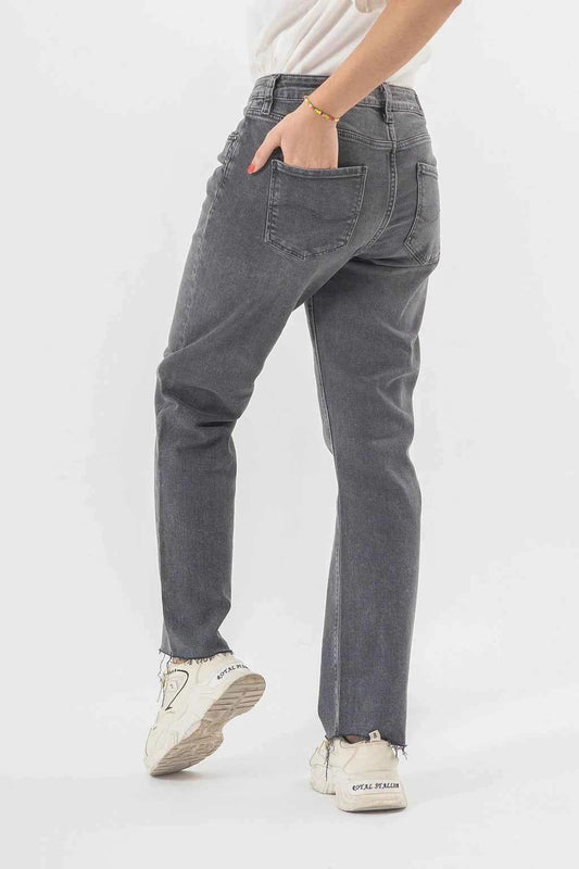 High Waist Grey Denim Pants for a Trendy Minimal Look